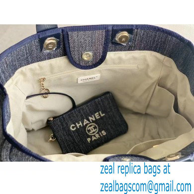 chanel Denim & Gold-Tone Metal Maxi Shopping Bag Dark Blue & White A93786 2022